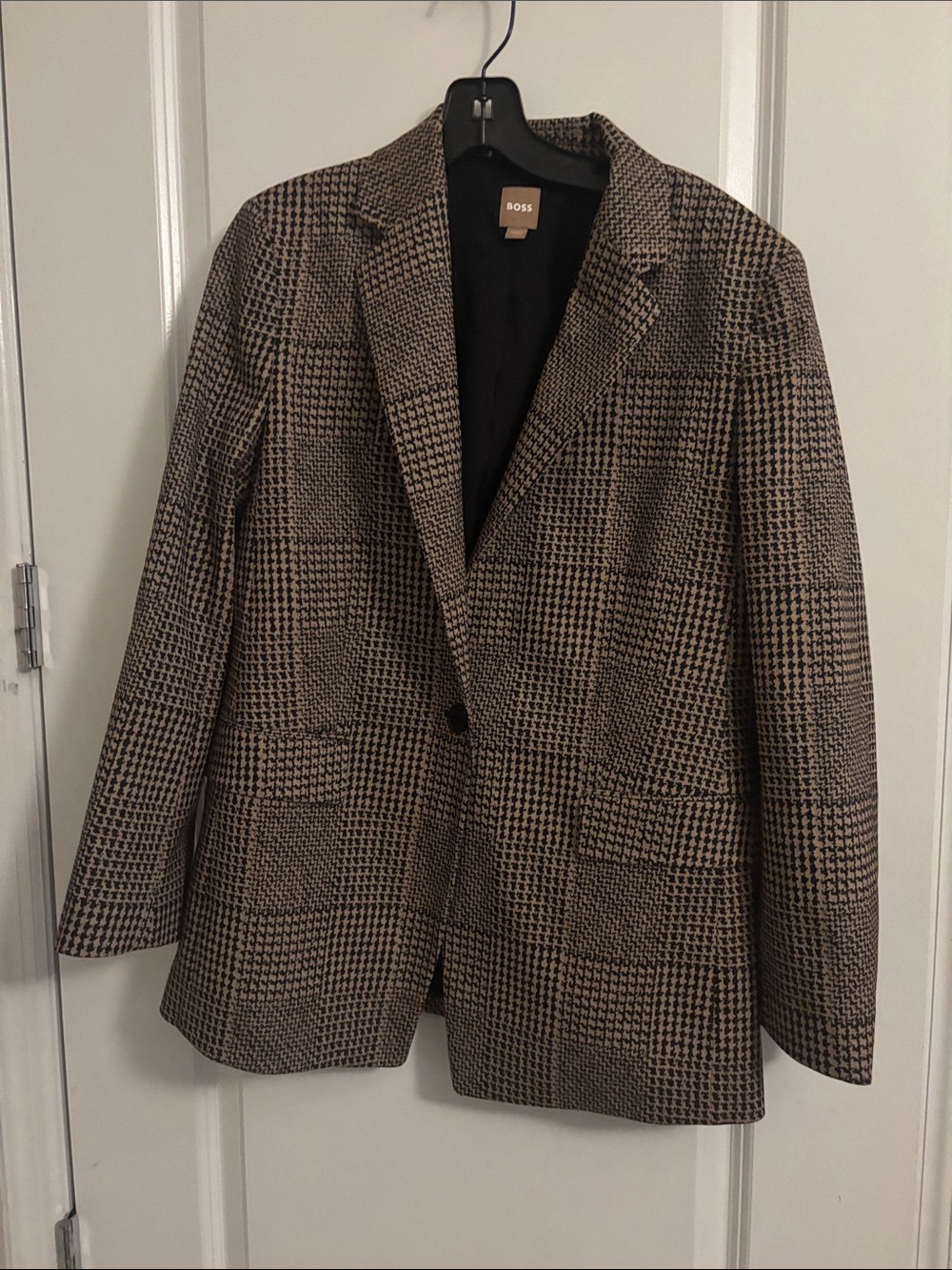 BOSS Brown and Black Glen Plaid Blazer
